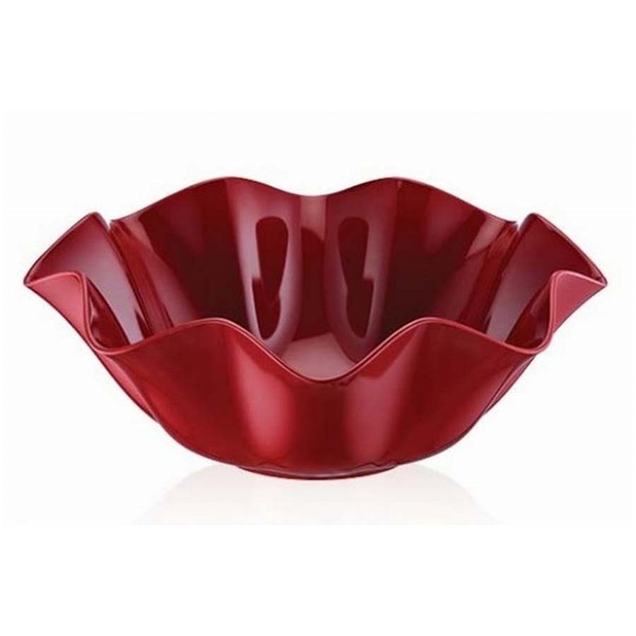 Rose Bowl-Kase Dalgalı Q28 cm  h.11 cm Kırmızı 