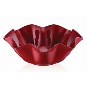 Rose Bowl-Kase Dalgalı Q28 cm  h.11 cm Kırmızı