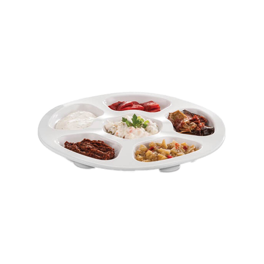 Bölmeli Melamin Meze Tabağı 28 cm Beyaz