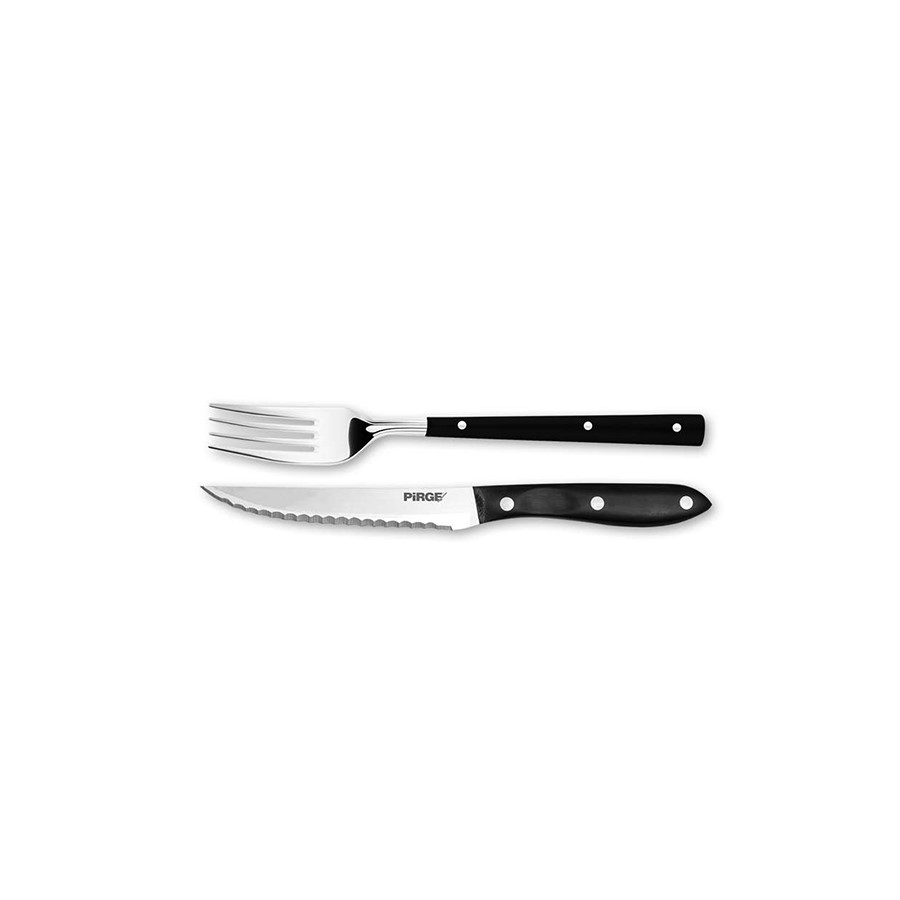 Biftek Bıçağı & Çatal Seti 12 cm Siyah